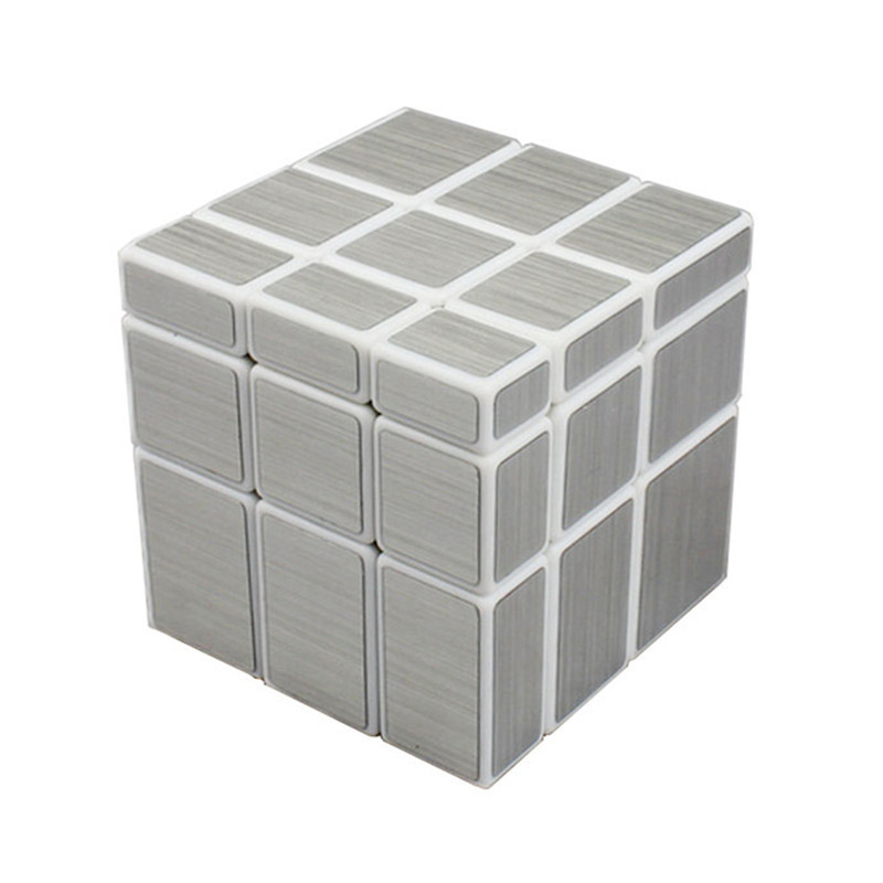 Rubikova kostka - Zrcadlová - 3x3x3 - Stříbrná (Mirror Cube) - Bílý podklad