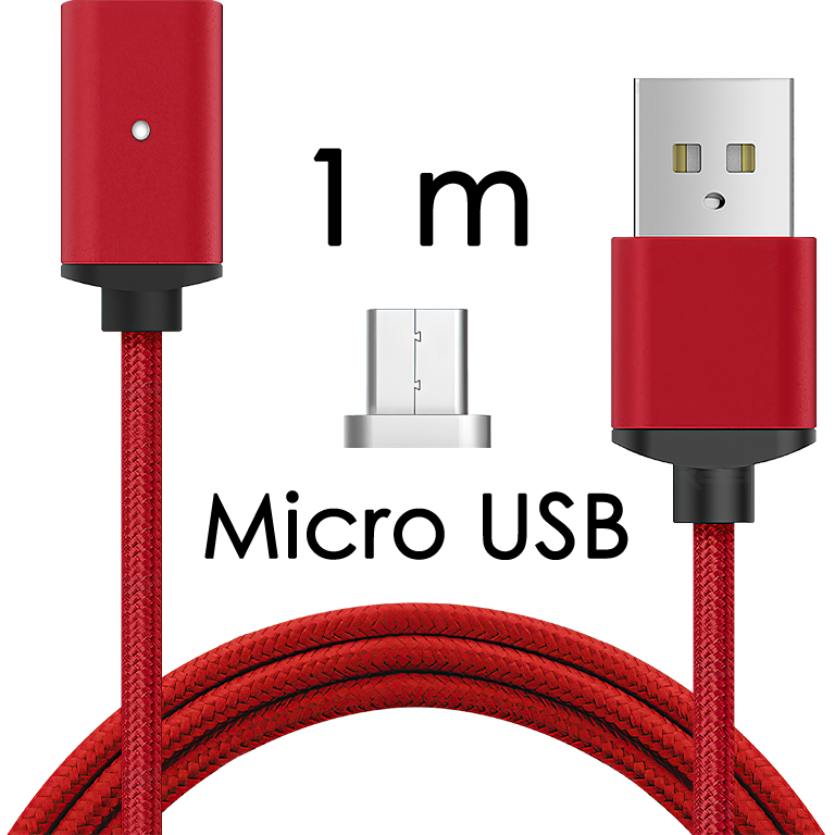 M2 - Magnetický USB kabel - Červený - Micro USB - 1 m