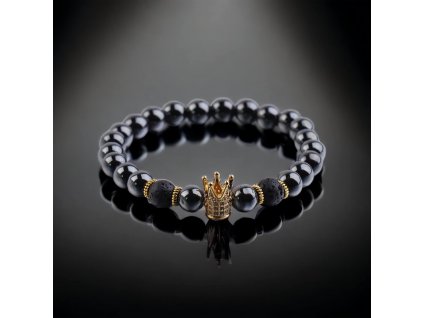 náramek minerální lesklý s korunkou se zirkony