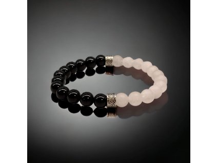 náramek čeno bílý minerální onyx a jadeit