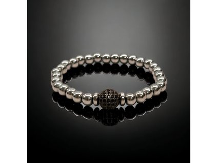 Náramek minerální z hematitu a kuličky se zirkony
