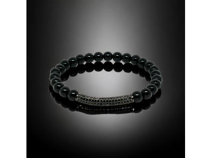 náramek černý s černým rozdělovačem se zirkony