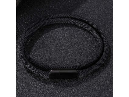 Náramek provázkový minimalistický s nerezovým magnetickým zapínáním černým