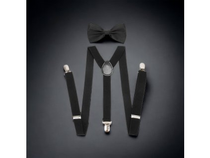 černý set kšandy a motýlek černý