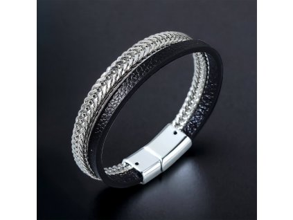 náramek kombinovaný černo stříbrný vrstvený