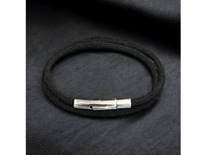 náramek provázkový milánský provaz s magnetickým zapínáním elegantní s pojistkou stříbrný