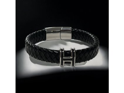 kožený náramek černý s magnetickým zapínáním na míru nerezová ocel doplňky
