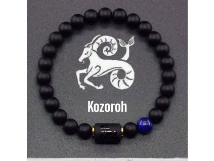 Náramek minerální černý onyx se znamením KOZOROH
