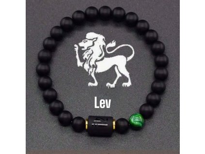 Náramek minerální černý onyx se znamením lev