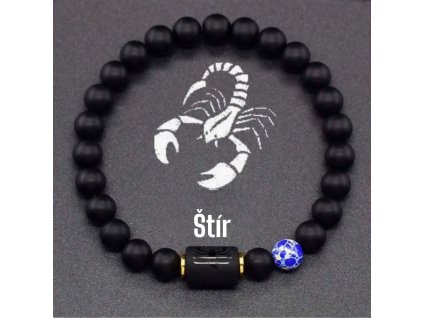 Náramek minerální černý onyx se znamením ŠTÍR