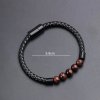 náramek z kůže a kamenů tygří oči černý stylový s rozměrem