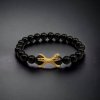 minerální náramek se zirkony se spáry zlatý onyx černý