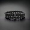 náramky párové černé matný onyx a lávový kámen s černými korunkami