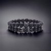 náramkový set z lávového kamene korunek a kuličky se zirkony černé pozadí