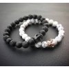 náramek párový černo bílý s korunkami