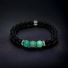 Náramek černý onyx s přírodním howlitem - zelený