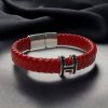 kožený náramek červený s magnetickým zapínáním na míru nerezová ocel 2