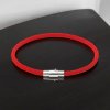 milánský provázek červený s magnetickým zapínáním stříbrný s pojistkou