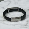 Náramek kožený černý na gravírování s magnetickým zapínáním zadní