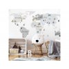 Samolepka na zeď Mapa světa šedá L