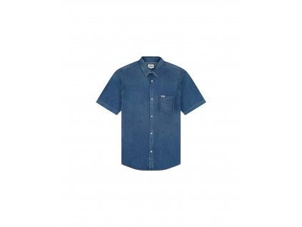 Pánská riflová košile WRANGLER SS 1 PKT SHIRT MID STONE (112350193)