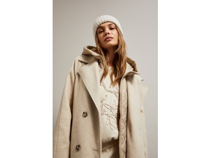 Dámský kabát s kapucí MOODO Z-KU-4515 BEIGE