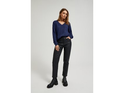 Dámské voskované rovné kalhoty MOODO Z-SP-4526 BLACK