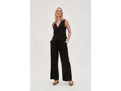 Dámské plátěné široké kalhoty MOODO L-SP-4640 BLACK