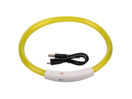 Shiny luminous collar for dogs, yellow, length 35 cm