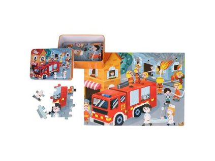 Puzzle z ciężarówką strażacką 100 elementów opakowanie 1 opakowanie