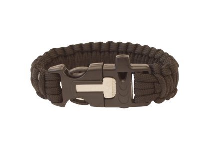 HIGHLANDER Paracord  Náramek - trojzubec, píšťalka, křesadlo  černý