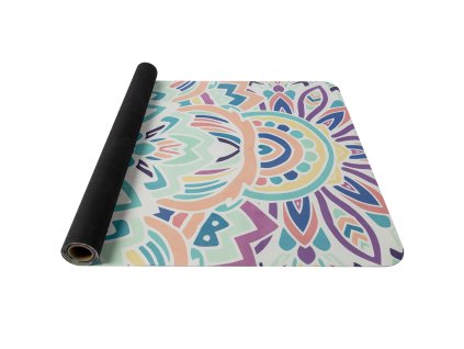 Thảm tập Yoga YATE cao su tự nhiên hoa văn I 1 mm - hồng/xanh