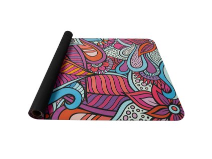 Thảm tập Yoga YATE cao su tự nhiên, hoa văn W, 4 mm - đỏ