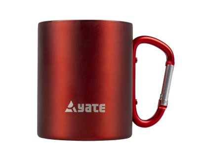 Cốc YATE có carabiner MÀU 0,3 l thép không gỉ - đỏ