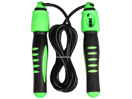 Calorie jump rope with counter, adjustable length green variant 25247