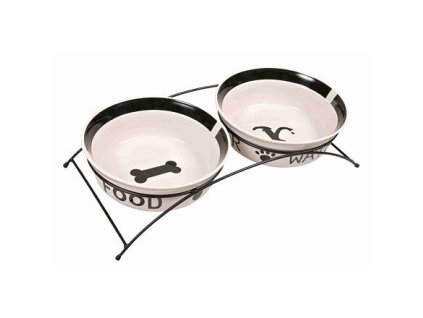 Set keramických misek se stojánkem (Provedení 2 × 2,6 l/ ø 25 cm/ 54 × 12 × 24 cm)