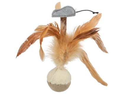 Squieky míček s peřím a myškou 15 cm (RP 0,90 Kč)