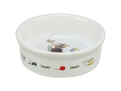 Keramická miska biela, motív mačka s myšou 200ml/11cm