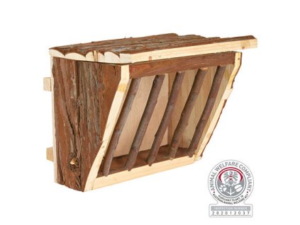 Drevené jasličky na seno s úchytom na klietku 20 x 15 x 17 cm