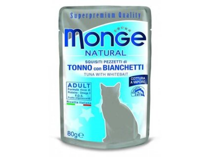 MONGE NATURAL vrecko tuniak v želé so sleďom pre mačky 80 g