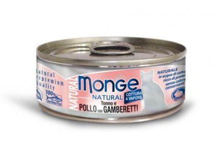 MONGE NATURAL tuna with pieces of chicken and shrimp for cats 80 g