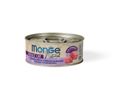 MONGE NATURAL cá ngừ với ức gà và thịt bò cho mèo 80 g
