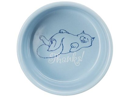 Colored ceramic bowl with a lying cat 300ml/11cm