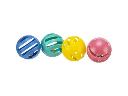 Set of 4 plastic balls with a bell 4 cm