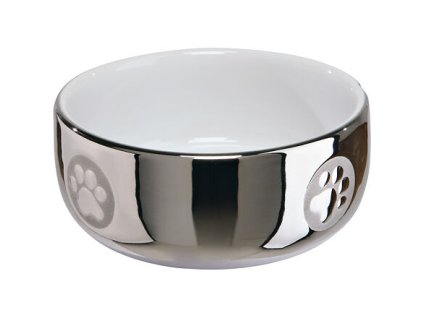 Bát sứ cho mèo có bàn chân 0,3 l/11 cm bạc/trắng