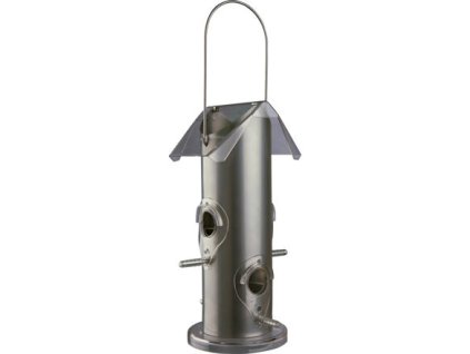 Vogelhäuschen für den Garten, 4 Löcher, 14 x 25 x 14 cm, silbermetallic