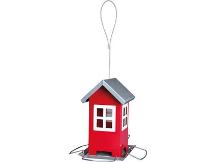 Máng vườn bằng kim loại, ngôi nhà nhiều màu sắc 19x20x19 cm, - mái đỏ/bạc