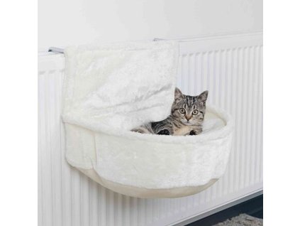 Hanging plush bed for heating deep 45x13x33 cm white
