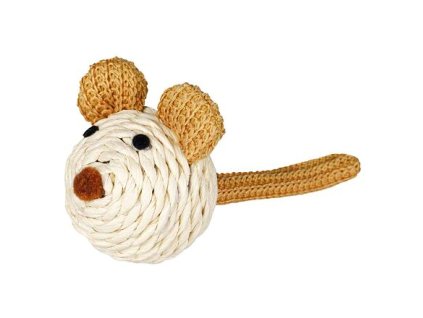 Sisal mouse with bell and string 5 cm