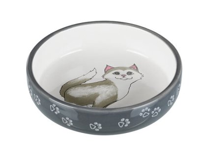 Ceramiczna miska dla kotów z krótkim nosem 0,3l/15cm szaro-biała